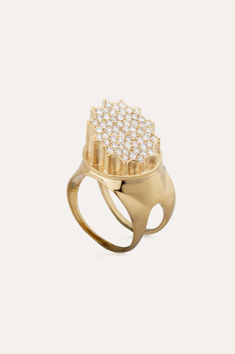 Incomplete Column - 18 Carat Yellow Gold and Diamond Ring