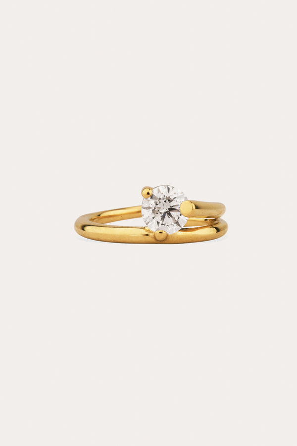 The Subverted Flower - 18 Carat White Gold Round Diamond Solitaire Engagement Ring