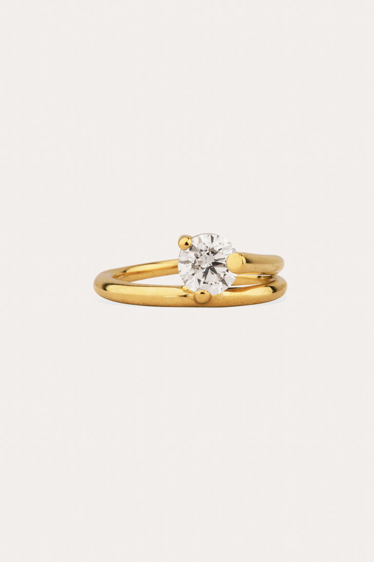The Subverted Flower - 18 Carat White Gold Round Diamond Solitaire Engagement Ring