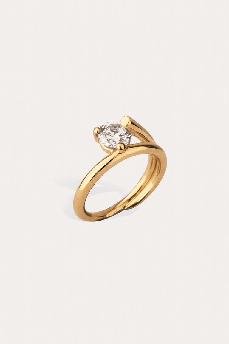 The Subverted Flower - 18 Carat White Gold Round Diamond Solitaire Engagement Ring