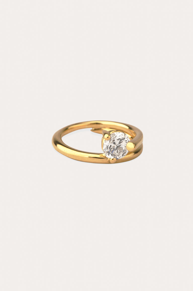 The Subverted Flower - 18 Carat White Gold Round Diamond Solitaire Engagement Ring