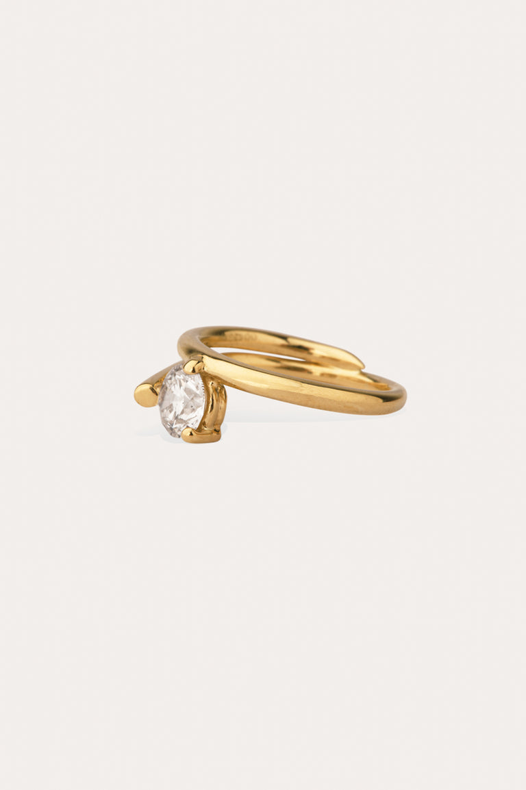 The Subverted Flower - 18 Carat White Gold Round Diamond Solitaire Engagement Ring