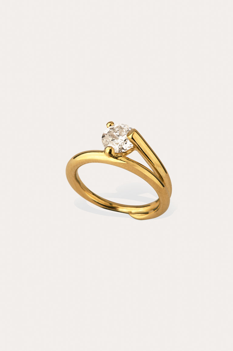 The Subverted Flower - 18 Carat White Gold Round Diamond Solitaire Engagement Ring