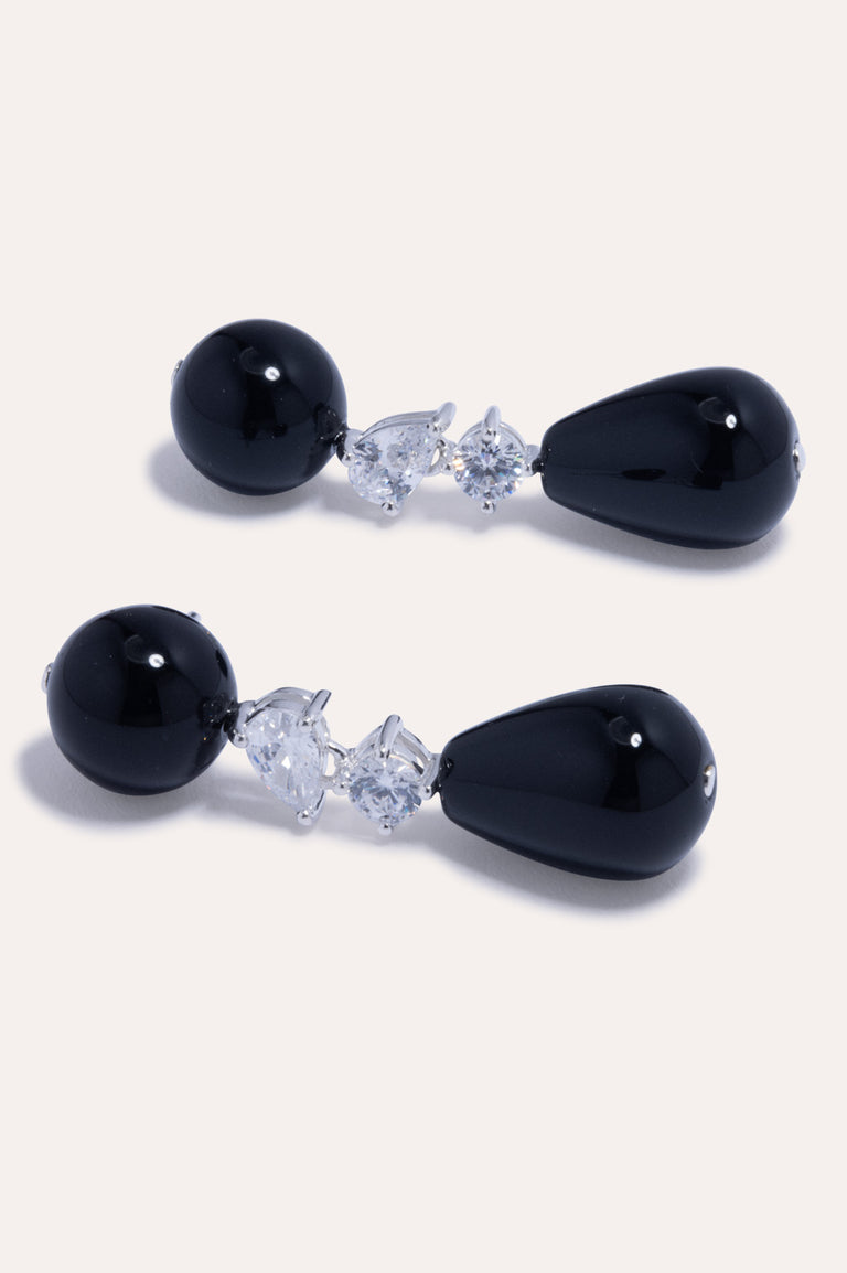 Tarn - Black Onyx and Zirconia Recycled Silver Earrings