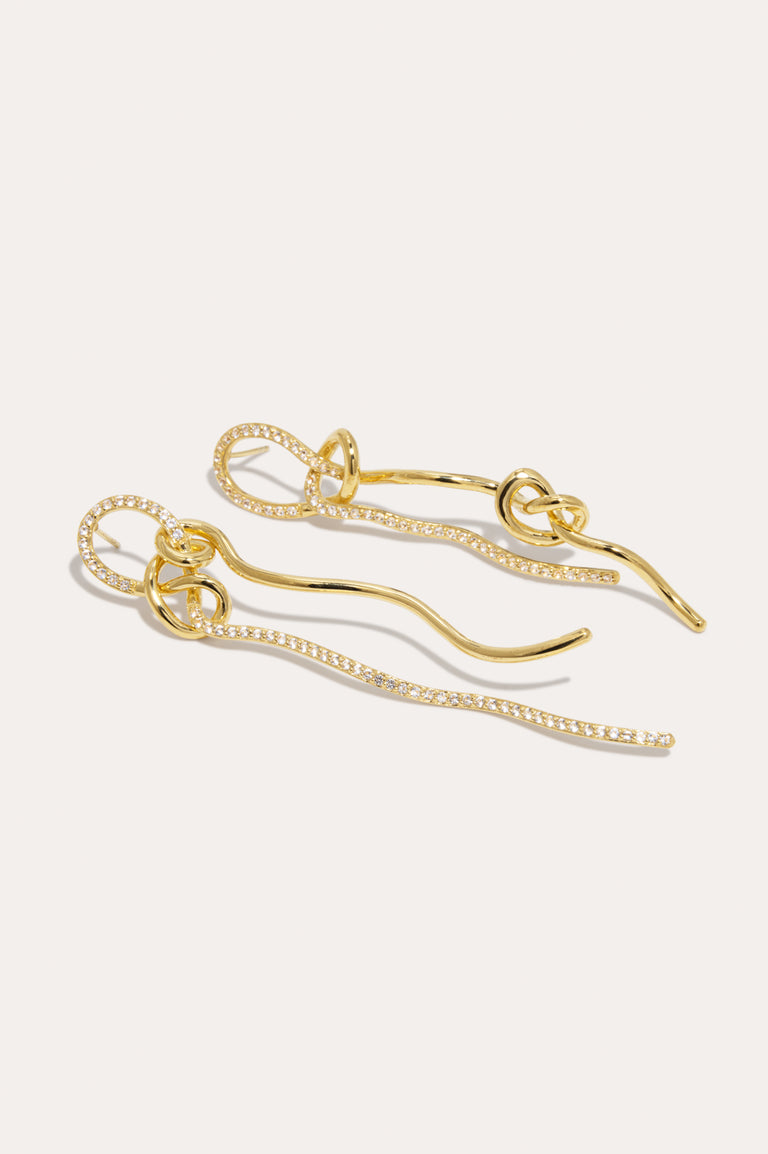 Not Even The Mathematician Can Create Things At Will - White Topaz and Recycled Gold Vermeil Earrings