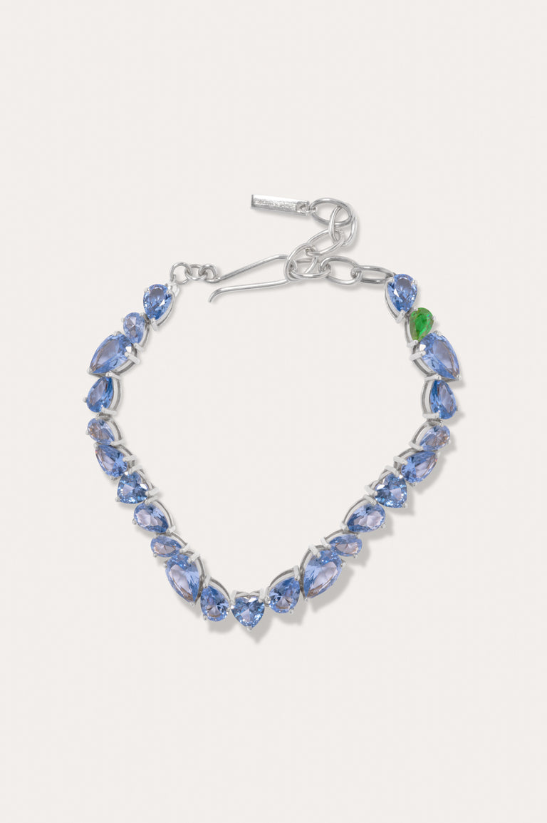 Bolt from the Blue - Emerald Zirconia and Synthetic Blue Spinel Recycled Silver Bracelet