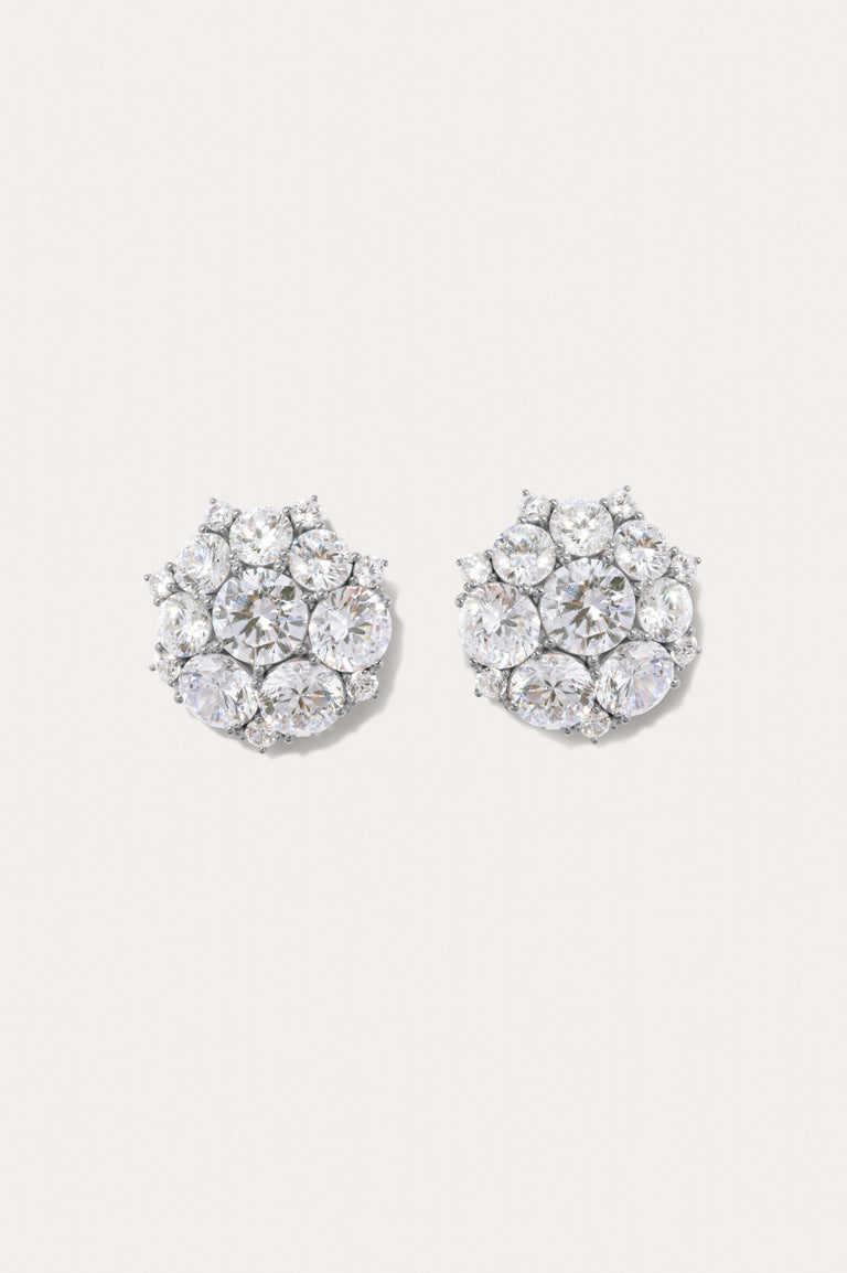 The Moon's Repose - Zirconia and Recycled Silver Earrings