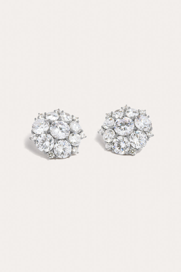 The Moon's Repose - Zirconia and Recycled Silver Earrings