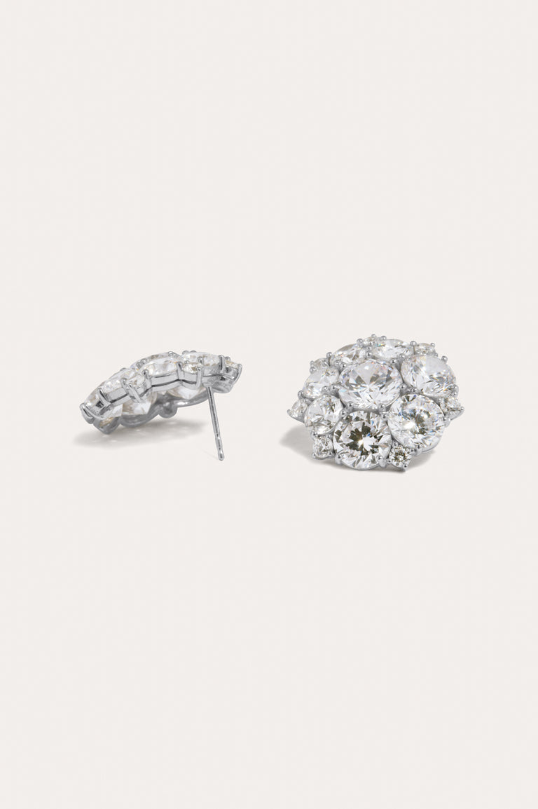 The Moon's Repose - Zirconia and Recycled Silver Earrings