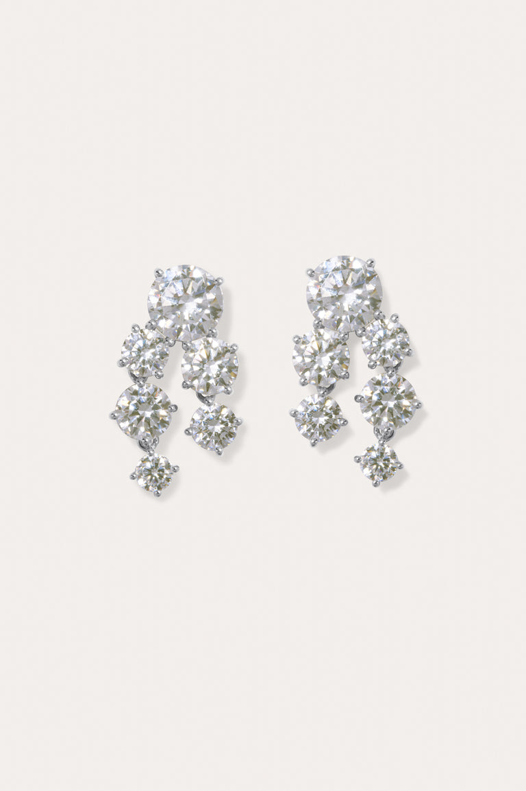 The Moon Has Lost Her Memory - Zirconia and Recycled Silver Earrings