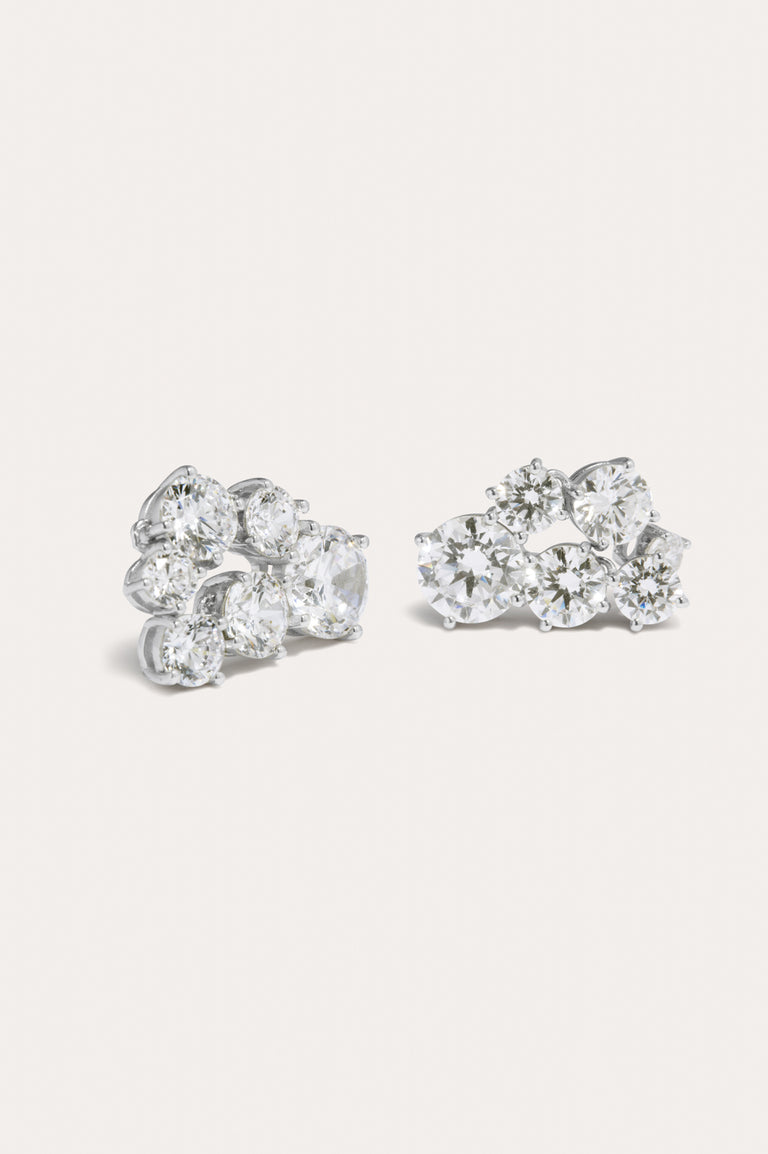 The Moon Has Lost Her Memory - Zirconia and Recycled Silver Earrings