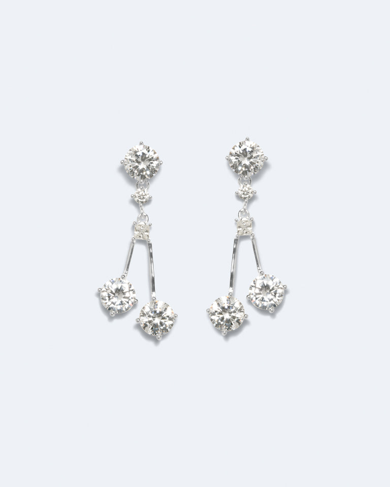Over the Hills and Far Away - Zirconia and Silver Plated Earrings