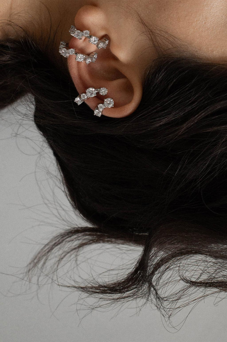 Myth II - Zirconia and Recycled Silver Ear Cuff