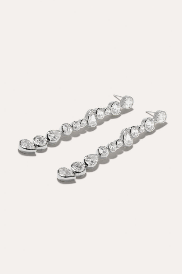 Glitch - Cubic Zirconia and Platinum Plated Earrings