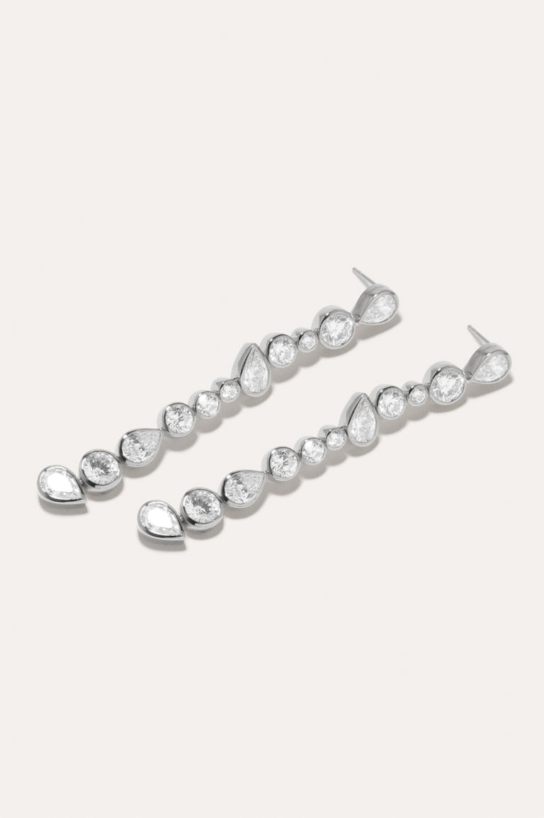 Glitch - Zirconia and Recycled Silver Earrings