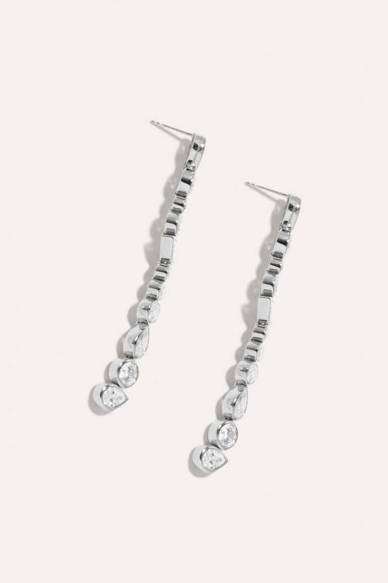 Glitch - Zirconia and Recycled Silver Earrings