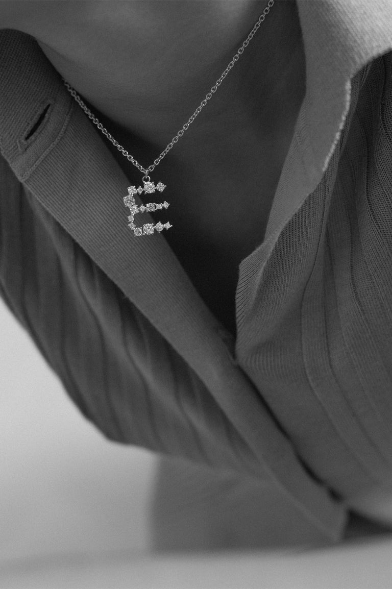 Glitchy N - Cubic Zirconia and Rhodium Plated Pendant