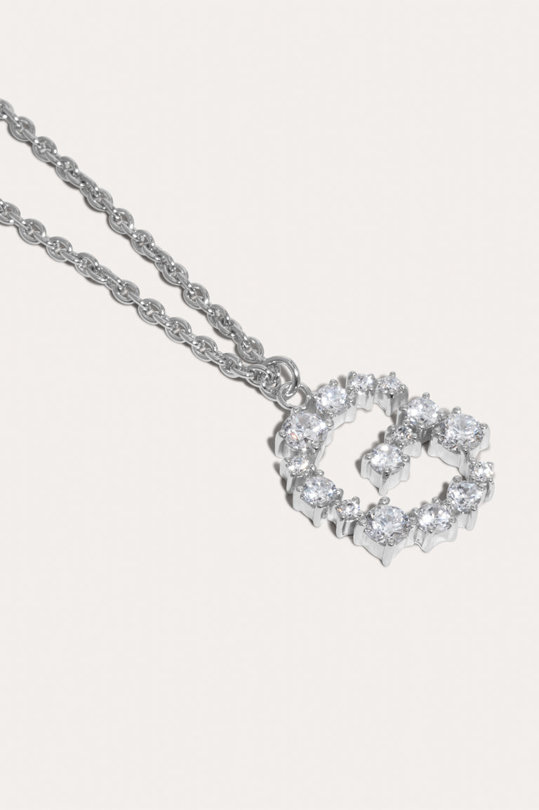 Glitchy G - Cubic Zirconia and Rhodium Plated Pendant