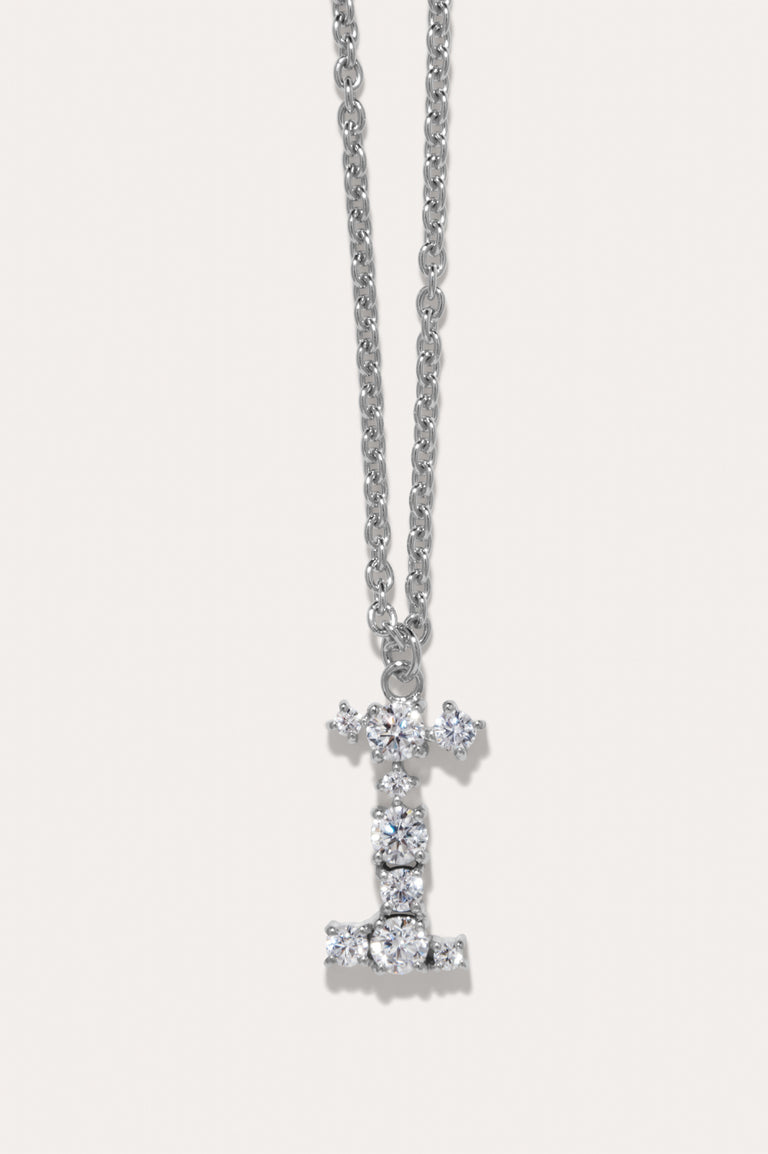 Glitchy I - Cubic Zirconia and Rhodium Plated Pendant