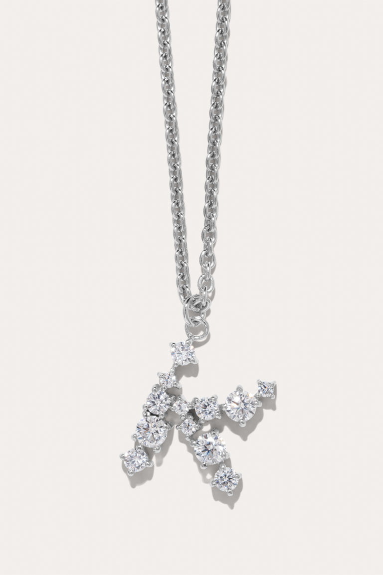 Glitchy K - Cubic Zirconia and Rhodium Plated Pendant