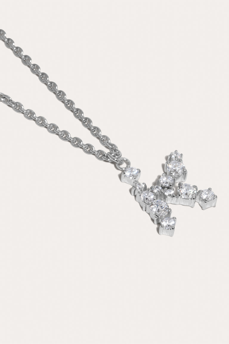 Glitchy K - Cubic Zirconia and Rhodium Plated Pendant