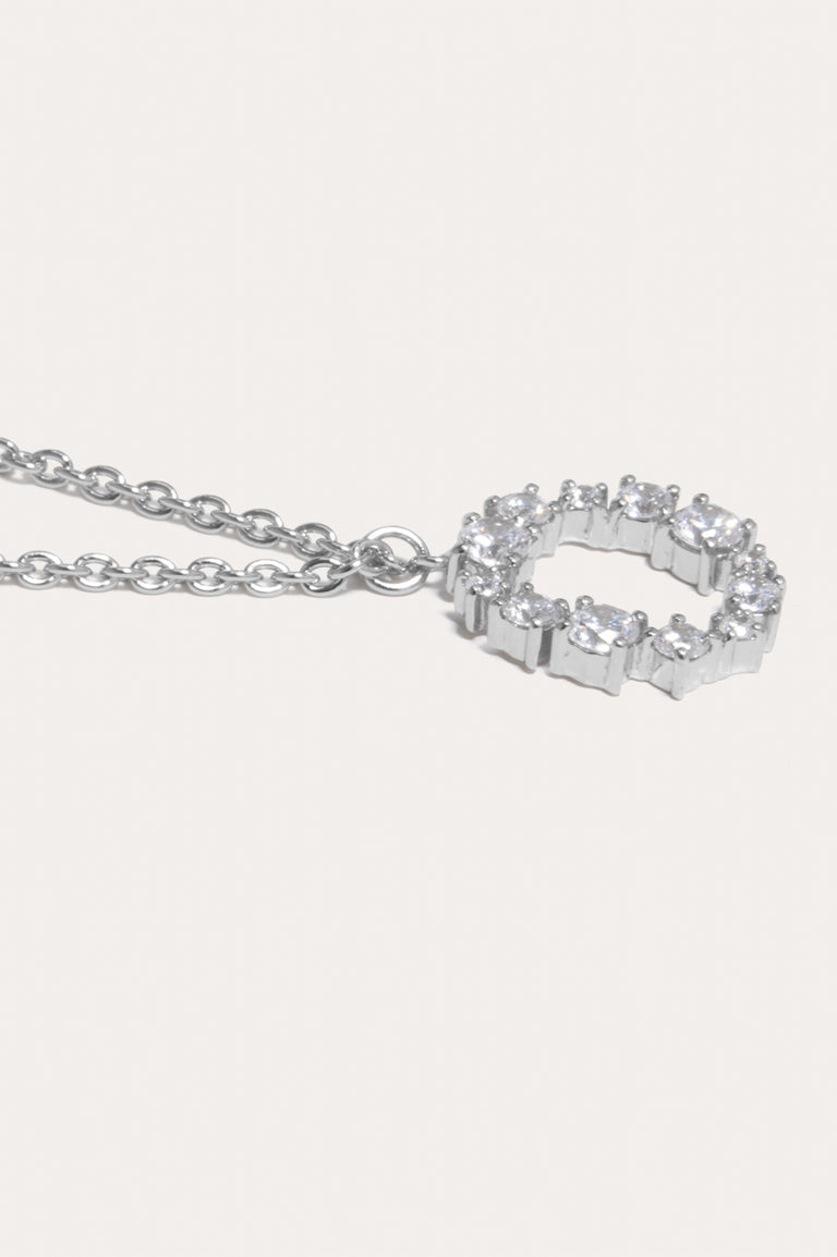 Glitchy O - Cubic Zirconia and Rhodium Plated Pendant