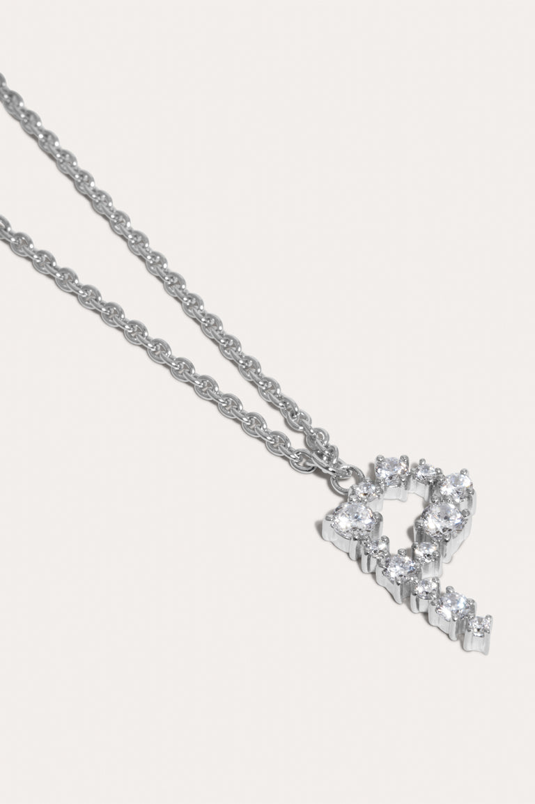 Glitchy P - Cubic Zirconia and Rhodium Plated Pendant