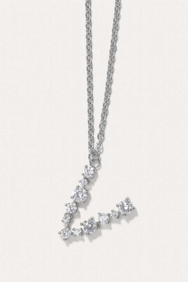 Glitchy V - Cubic Zirconia and Rhodium Plated Pendant