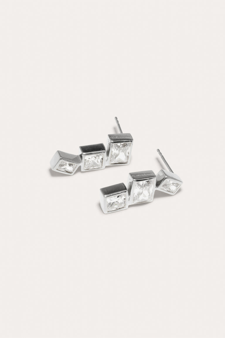How to Get a Low Score at Tetris - Zirconia and Recycled Silver Earrings
