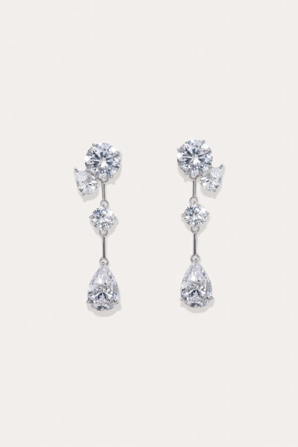 The Torrents That Flow Under The Ice - Zirconia and Recycled Silver Earrings