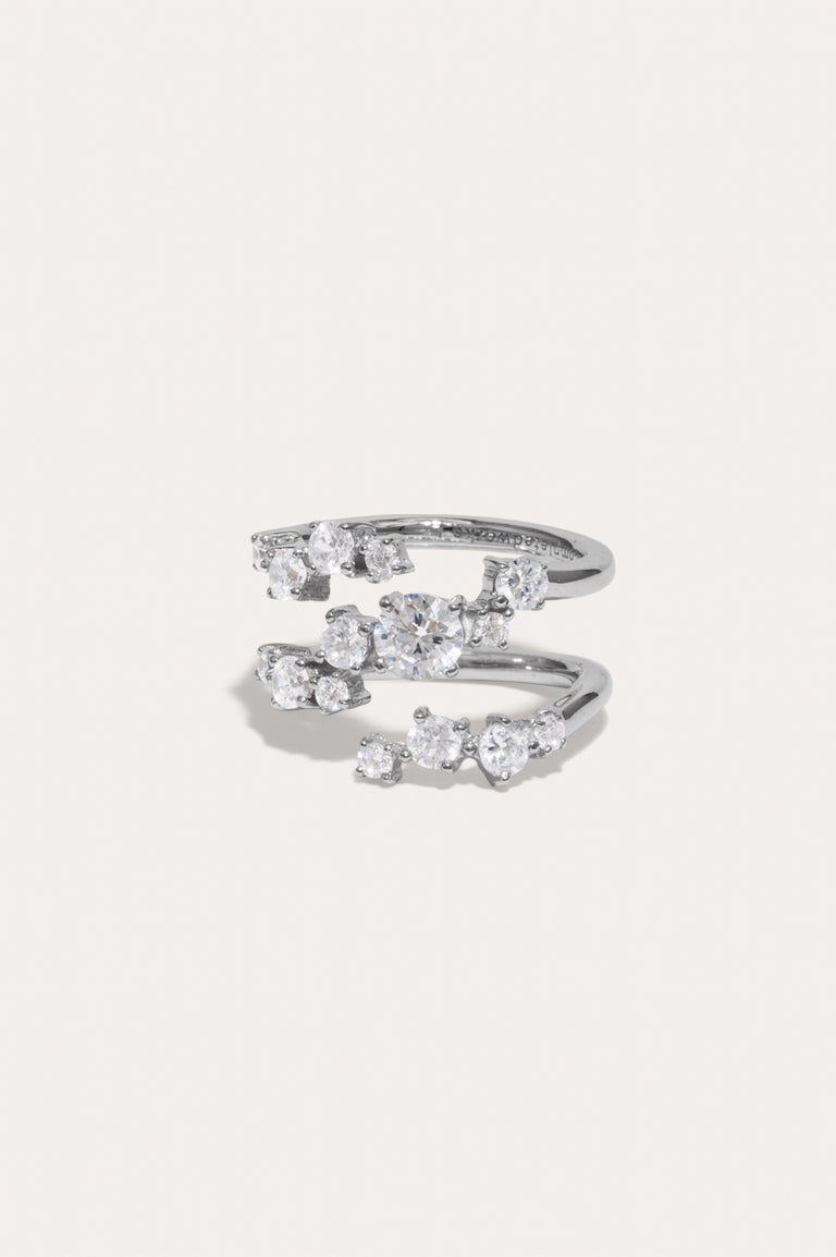 Time Is Layered In Ice - Zirconia and Recycled Silver Ring