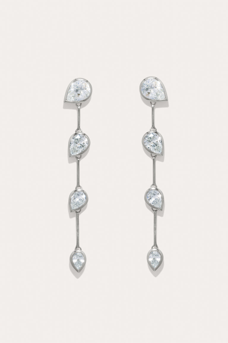 Against The Current - Zirconia and Recycled Silver Earrings