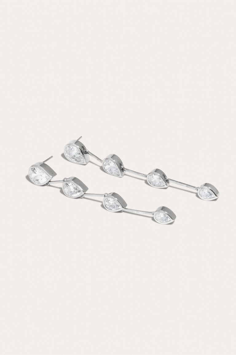 Against The Current - Zirconia and Recycled Silver Earrings
