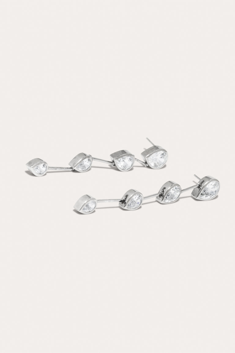 Against The Current - Zirconia and Recycled Silver Earrings