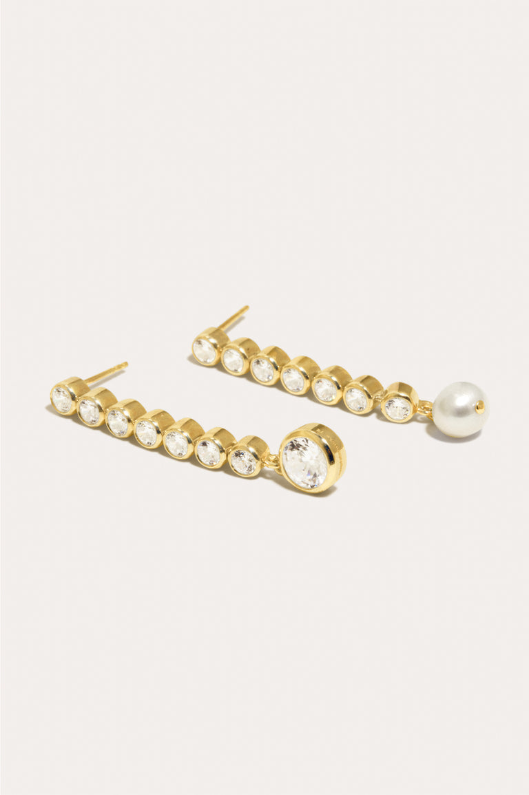 Multiply Zero by Zero and You Get Zero - Pearl and Zirconia Recycled Gold Vermeil Earrings