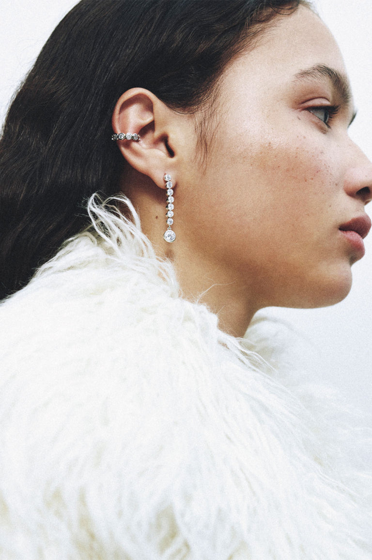 Multiply Zero by Zero and You Get Zero - Pearl and Zirconia Recycled Silver Earrings