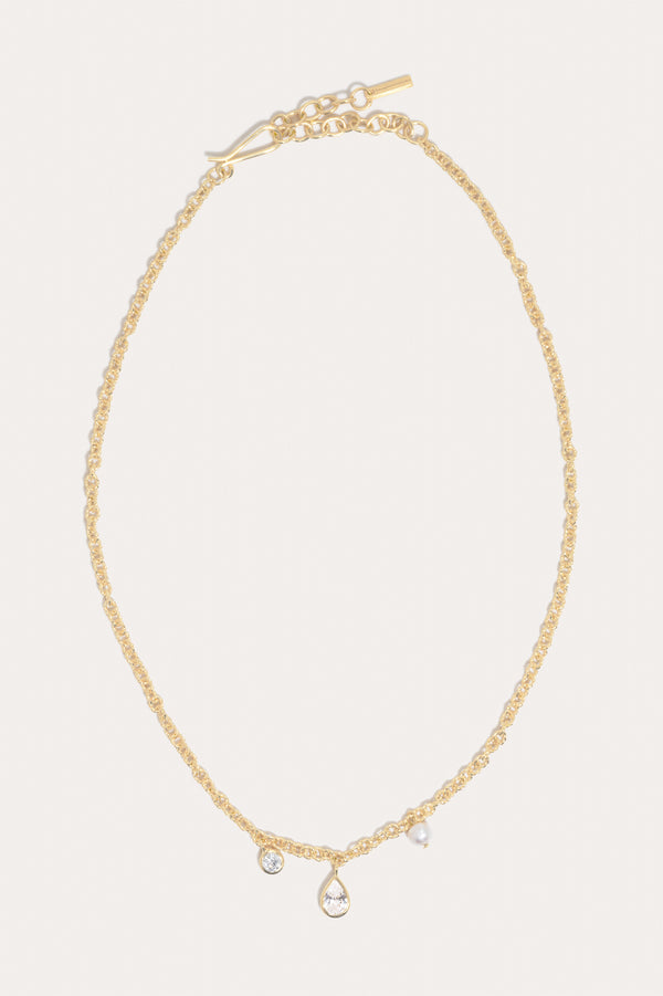 Z76 - Pearl and Zirconia Recycled Gold Vermeil Necklace