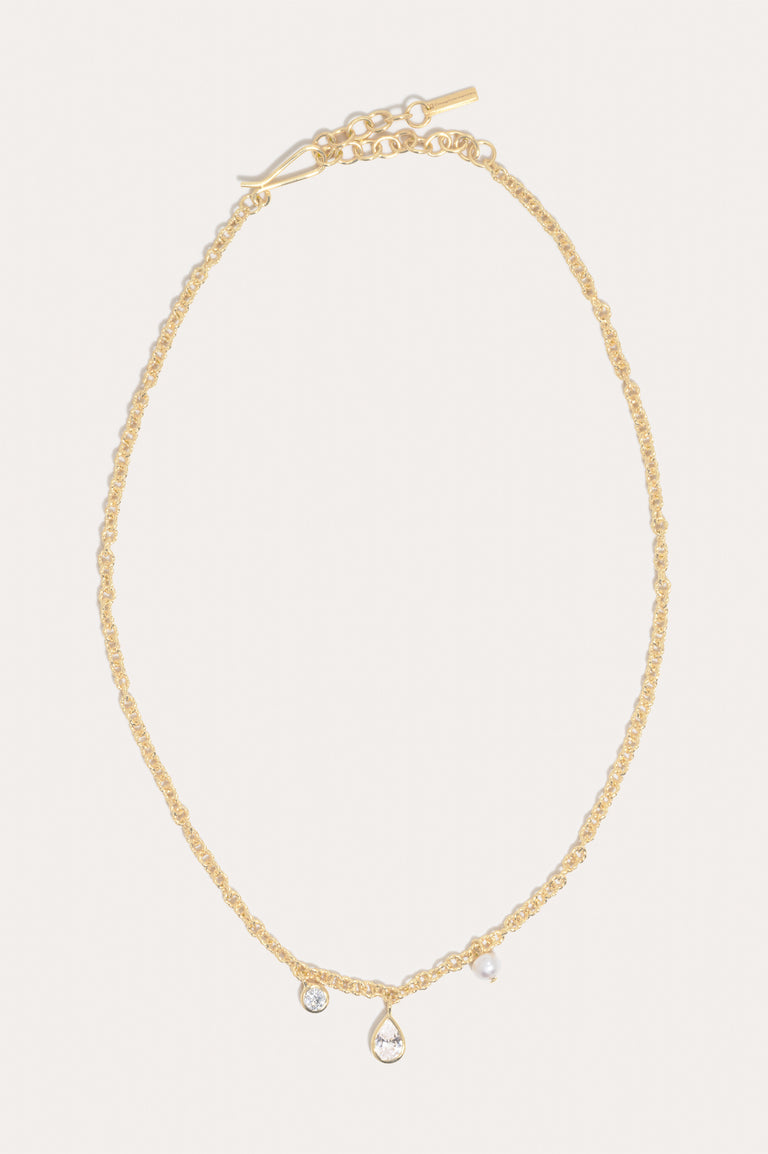 Z76 - Pearl and Zirconia Recycled Gold Vermeil Necklace
