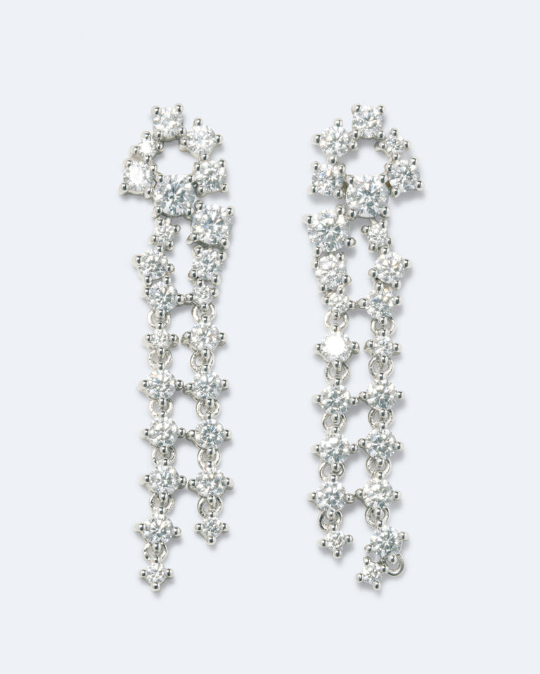 Dropping Light - 14 Carat White Gold and Diamond Earrings