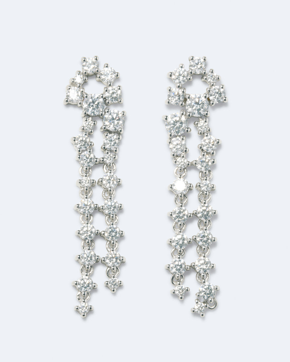 Dropping Light - 14 Carat White Gold and Diamond Earrings