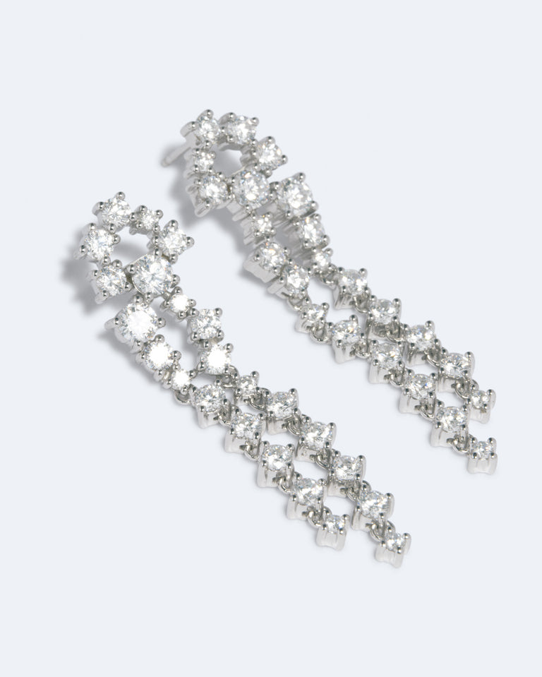Dropping Light - 14 Carat White Gold and Diamond Earrings