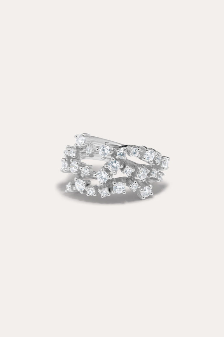 Dropping Light - Zirconia and Recycled Silver Ring