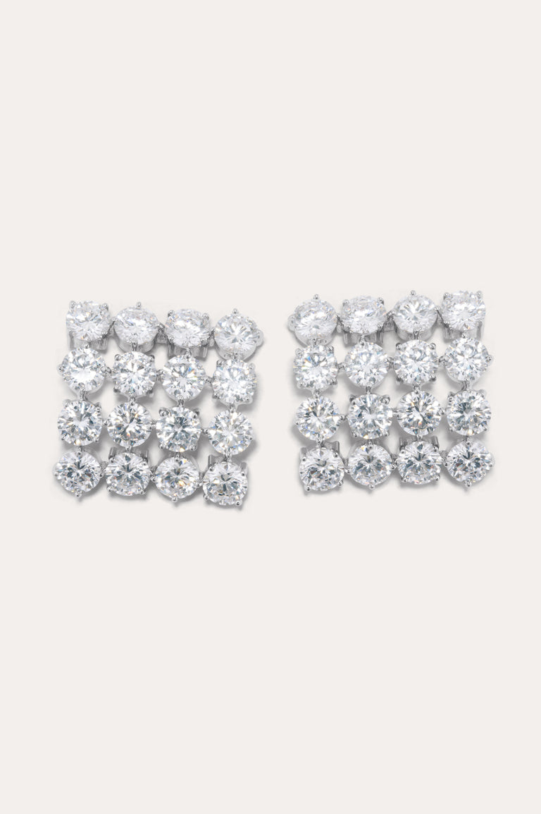 Juggernaut - Zirconia and Silver Plated Earrings