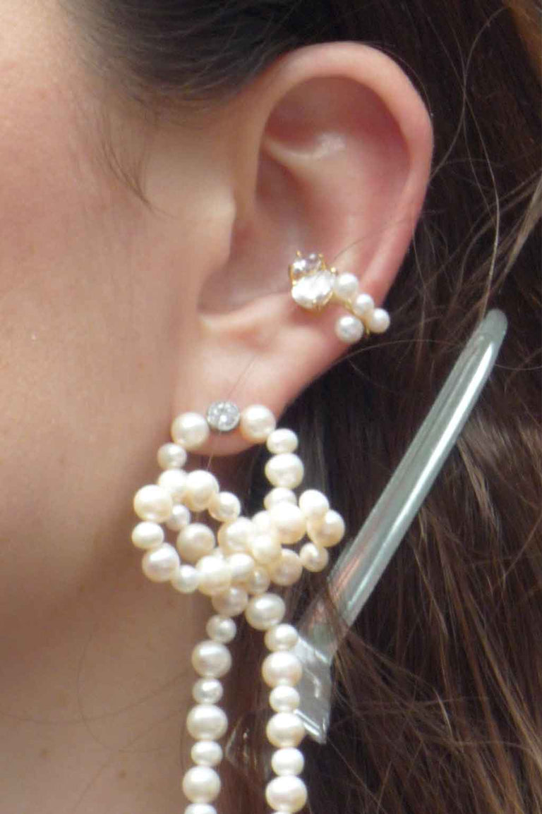 Loop‐the‐Loop - Pearl and Zirconia Gold Vermeil Earrings