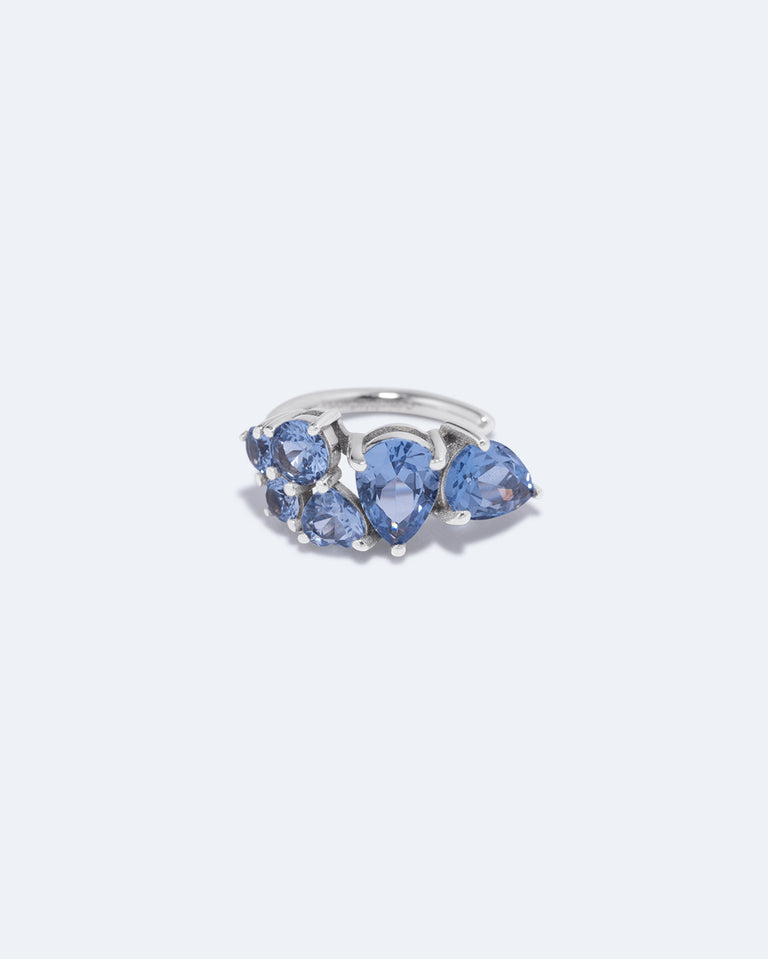 Bolt from the Blue - Synthetic Blue Spinel and Recycled Silver Ear Cuff
