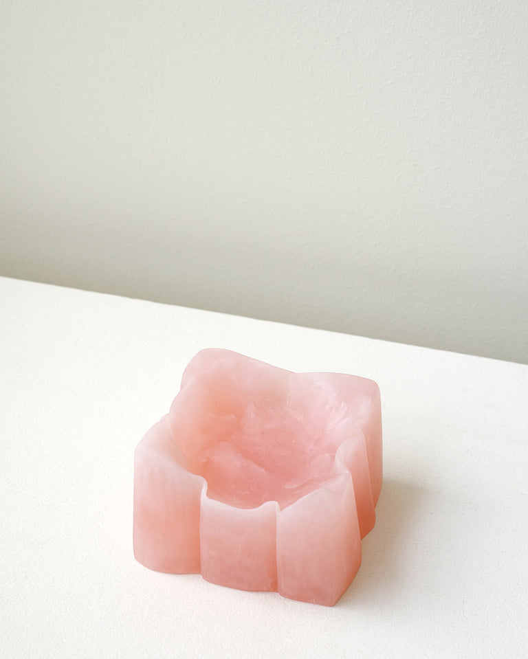 Crumpled Dish - Small Marble Resin Dish in Matte Rose Quartz