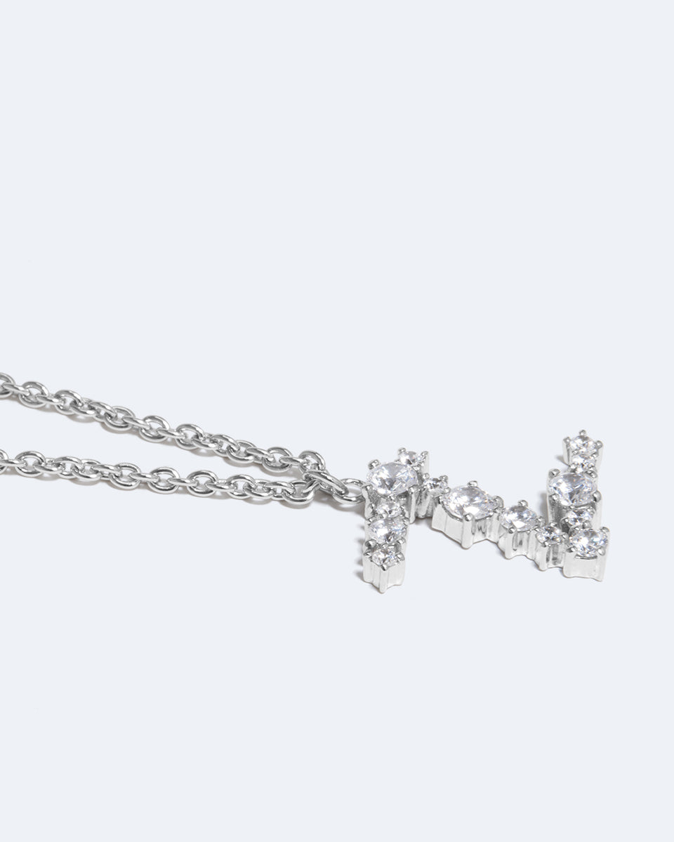 Glitchy Z - Cubic Zirconia and Rhodium Plated Pendant