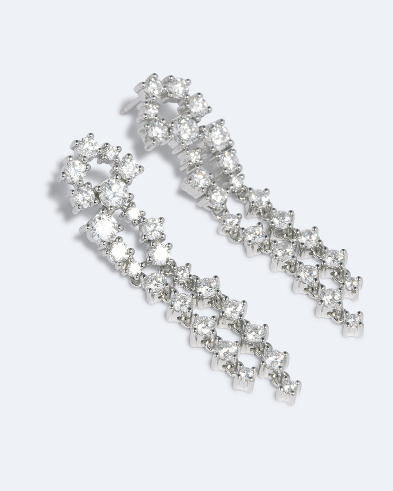 Dropping Light - Zirconia and Recycled Silver Earrings