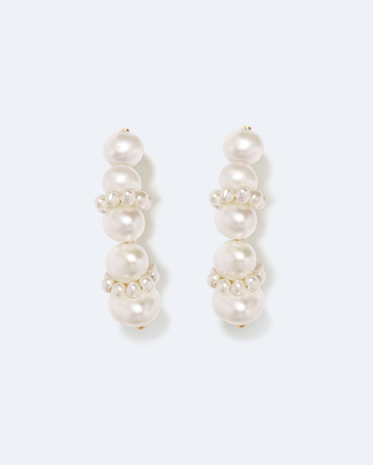 Birds of a Feather II - Pearl and Recycled Gold Vermeil Ear Climbers