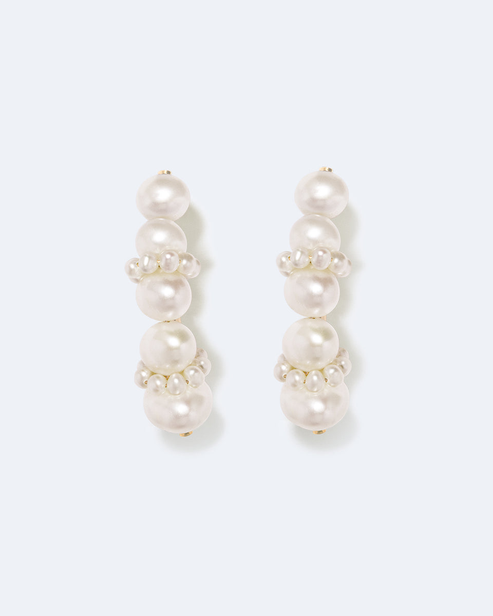 Birds of a Feather II - Pearl and Recycled Gold Vermeil Ear Climbers